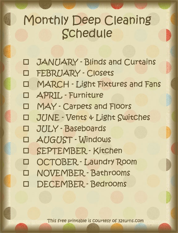 Deep Cleaning Schedule
